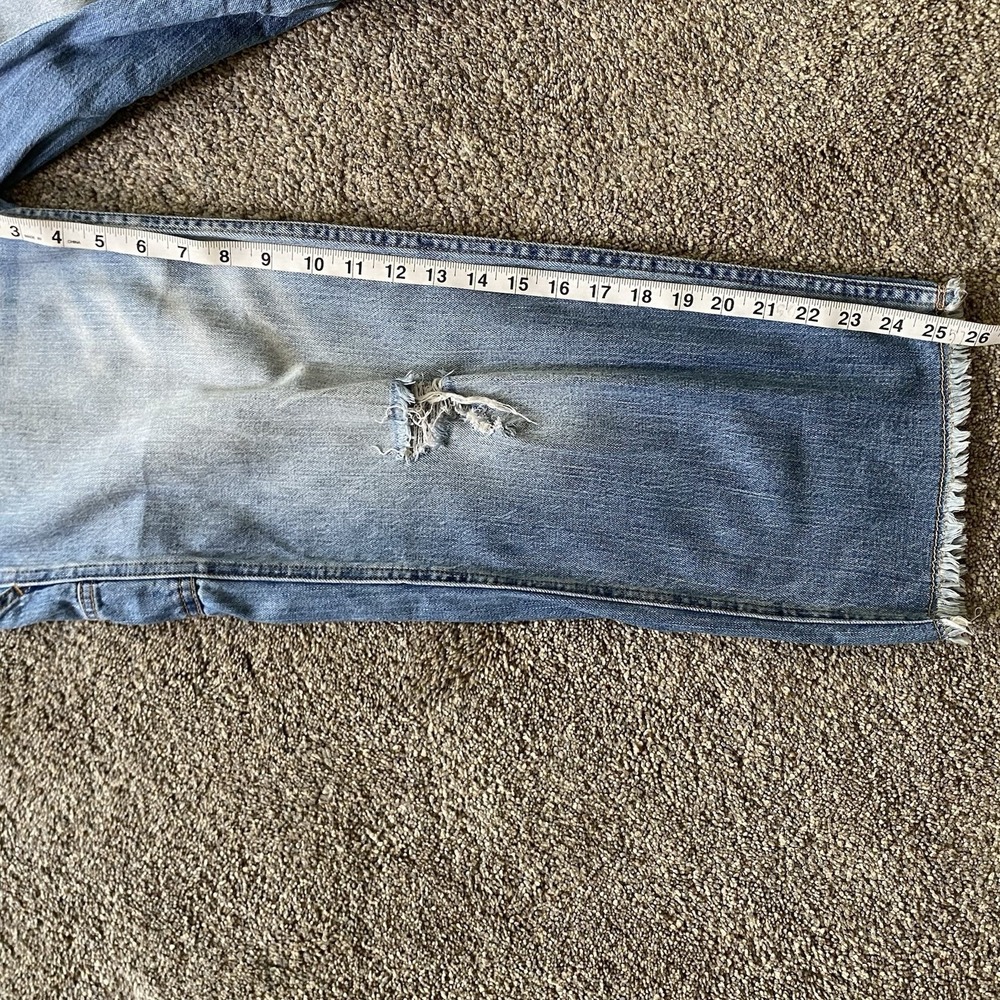 Pilcro Anthropologie Denim Overalls Size 25 Blue Relaxed Raw Hem Distressed - Picture 6 of 12